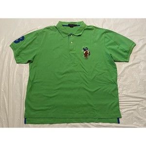 US Polo ASSN Men's Short Sleeve Polo Shirt Green Full Color Embroidered Size XXL